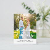 Foto van gehuwde en Merry Passen getrouwd Briefkaart (Staand voorkant)