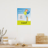 Foto van gekleurde ballonnen Foto van het kind van Poster (Keuken)