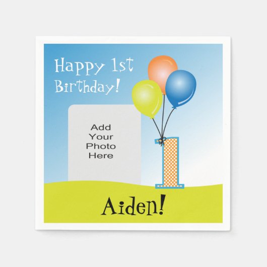 Foto van gekleurde ballonnen Foto van het kind van Servetten (Voorkant)