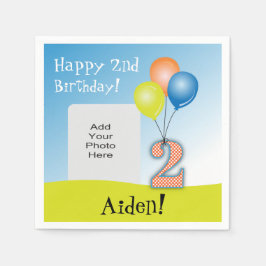 Foto van gekleurde ballonnen Foto van het tweede v Servetten