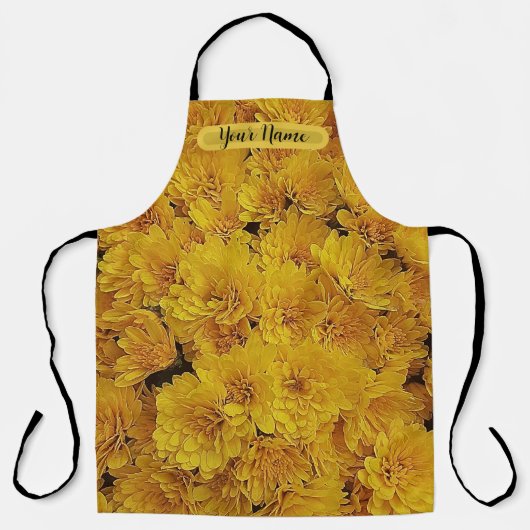 Foto van gele herfstastersbloemen schort (Voorkant)