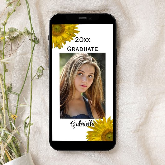 Foto van Gele Zonnebloem Afstuderen Aankondiging F