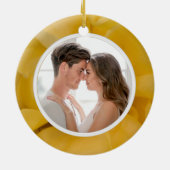 Foto van Gellow Rose Floral Verloving Keramisch Ornament (Achterkant)