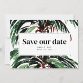 Foto van geschilderde palm Trees Beach Wedding Save The Date (Voorkant)