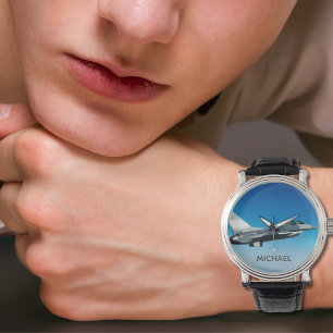 Foto van gevechtsvliegtuig met koele aangepaste pi horloge