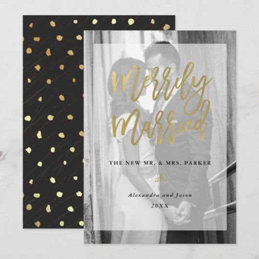 Foto van gewoon huwelijk met overlay | Goud Feestdagenkaart (Voorkant / Achterkant)