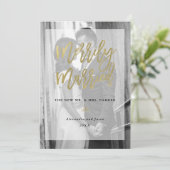 Foto van gewoon huwelijk met overlay | Goud Feestdagenkaart (Staand voorkant)