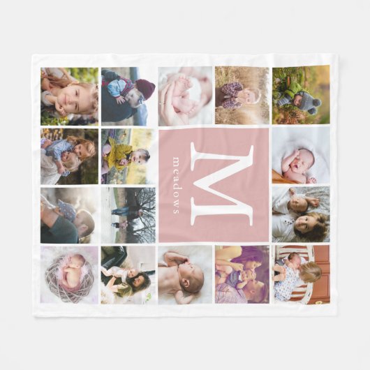 Foto van gezinsmonogram fleece deken (Voorkant (Horizontaal))