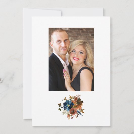 Foto van Ginger en Navy Floral Wedding Save The Date (Achterkant)