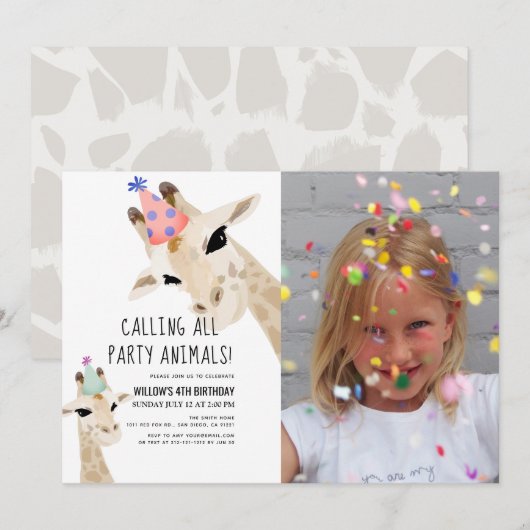 Foto van Giraffe van feestdieren Kaart (Voorkant / Achterkant)