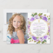 Foto van Girl First Heilige Commune Paars lavender Kaart (Voorkant)