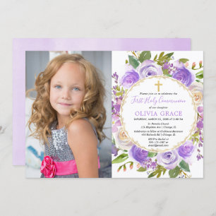 Foto van Girl First Heilige Commune Paars lavender Kaart