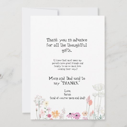 Foto van Girl Foto Foto van Baby Point of Uitzicht Bedankkaart (Achterkant)