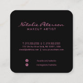 Foto van Girly Pink en Paars Botanical Script Vierkante Visitekaartje (Achterkant)