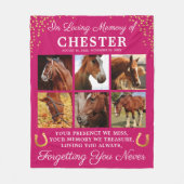 Foto van Girly Pink Memorial Horse Fleece Deken (Voorkant)