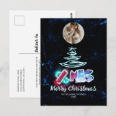 Foto van Glamoureuze Chic Xmas Blue en Red Glow Briefkaart (Voorkant / Achterkant)