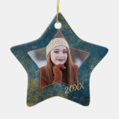 Foto van Glitter Blue Stone Lijst Afstuderen Keramisch Ornament (Voorkant)
