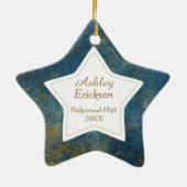 Foto van Glitter Blue Stone Lijst Afstuderen Keramisch Ornament (Achterkant)