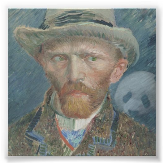 Foto: Van Gogh Self Portrait met Creepy Panda Foto Afdruk (Voorkant)