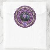 Foto van Gold Classic Damask Commemorative Purple Ronde Sticker (Tas)