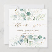 Foto van Gold en Green Botanical Wedding Bedankkaart (Voorkant)