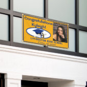 Foto van Gold & Royal Blue Accent Vinyl Afstuderen Spandoek (Buitenkant Gebouw)