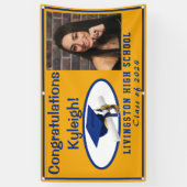Foto van Gold & Royal Blue Accent Vinyl Afstuderen Spandoek (Verticaal)