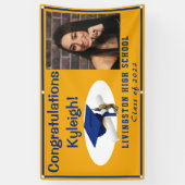 Foto van Gold & Royal Blue Vinyl Afstuderen Spandoek (Verticaal)
