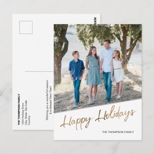 Foto van Gold Script Prettige feestdagen Briefkaart (Voorkant / Achterkant)