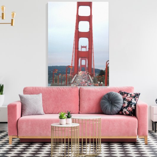 Foto van Golden Gate Bridge Wrapped Canvas (Insitu (Woonkamer))