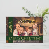 Foto van Golden Merry-kerstfamilie Feestdagenkaart (Staand voorkant)
