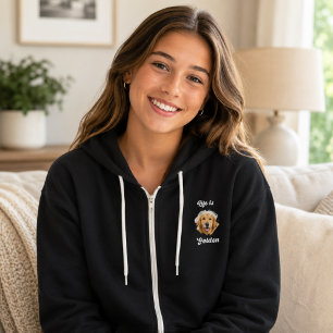 Foto van Golden Retriever Het Leven Is Goud Zwart Hoodie