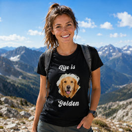 Foto van Golden Retriever Het Leven is Goud Zwart T-shirt