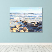 Foto van golven aan de Atlantische Oceaan kust Canvas Afdruk (Insitu (Houten vloer))