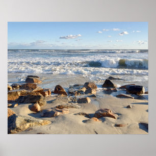 Foto van golven in de Atlantische Oceaan Poster