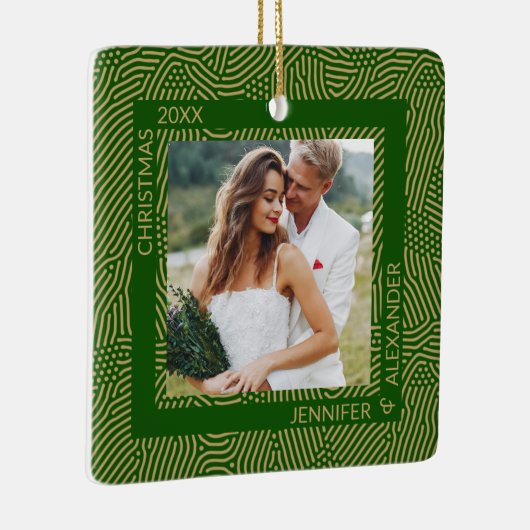 Foto van gouden en groene paren keramisch ornament (Rechts)