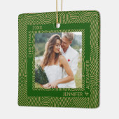 Foto van gouden en groene paren keramisch ornament (Links)