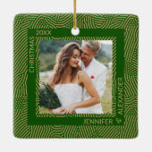 Foto van gouden en groene paren keramisch ornament (Achterkant)