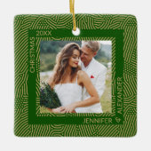 Foto van gouden en groene paren keramisch ornament (Voorkant)