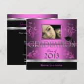 Foto van Graduation Party Black Pink Girl Kaart (Voorkant / Achterkant)