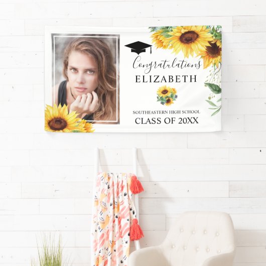 Foto van Graduation Party Waterverf Sunflower Spandoek (Insitu)