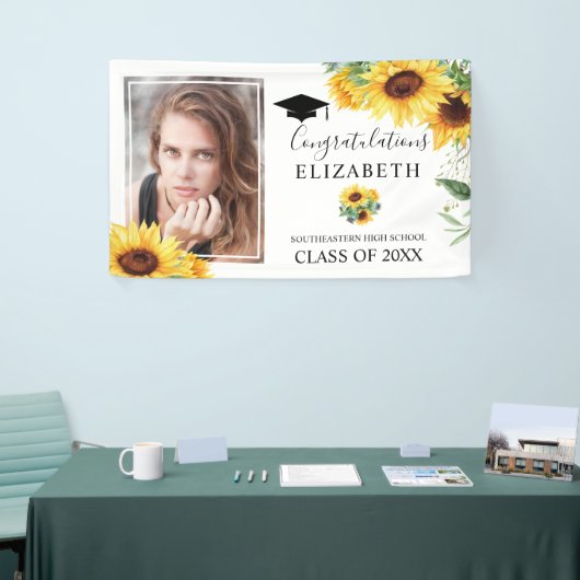 Foto van Graduation Party Waterverf Sunflower Spandoek (Beurs)