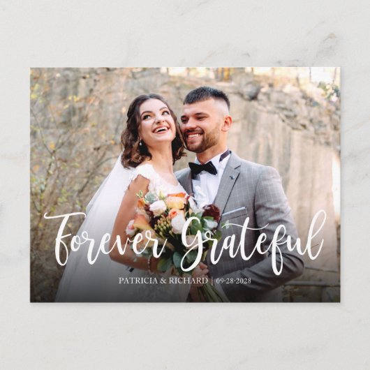 Foto van Grateful Elegant Weddenschap Bedankt Briefkaart (Voorkant)