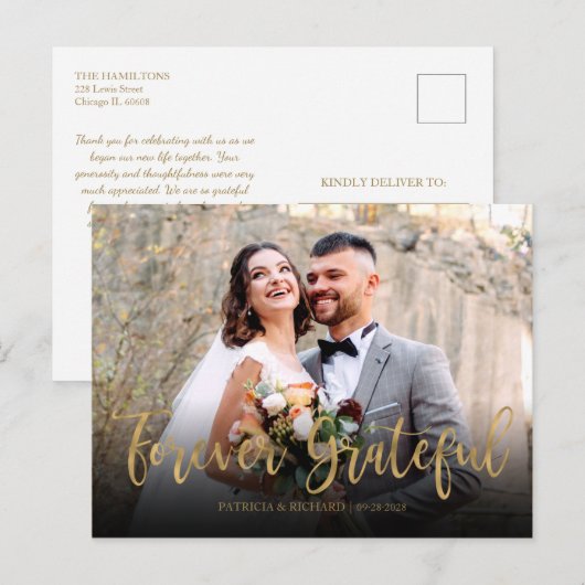 Foto van Grateful Elegant Weddenschap Bedankt Briefkaart (Voorkant / Achterkant)
