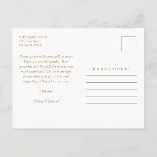 Foto van Grateful Elegant Weddenschap Bedankt Briefkaart (Achterkant)