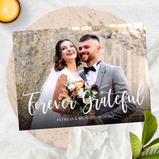 Foto van Grateful Elegant Weddenschap Bedankt Briefkaart