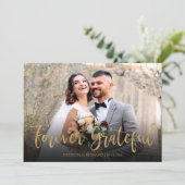 Foto van Grateful Elegant Weddenschap Bedankt Kaart (Staand voorkant)