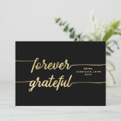 Foto van Grateful Gold Calligraphy Weddenschap Bedankkaart (Staand voorkant)