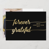 Foto van Grateful Gold Calligraphy Weddenschap Bedankkaart (Voorkant / Achterkant)