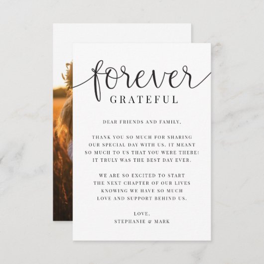 Foto van Grateful Weddenschap Hartelijk dank Bedankkaart (Voorkant / Achterkant)